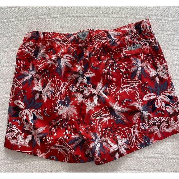 COLUMBIA WOMEN’S LARGE WATER SHORT IN RED SPARK FIREWORK FISHIN’ PATTERN - Picture 3 of 11